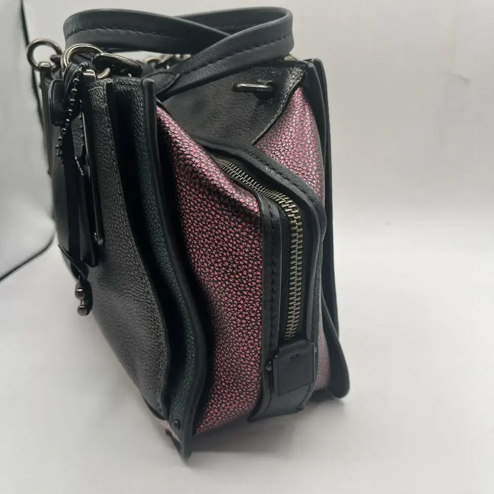 Coach 38841 Dreamer Satchel Leather Pebbled Colorblock Purse Multicolor Metallic